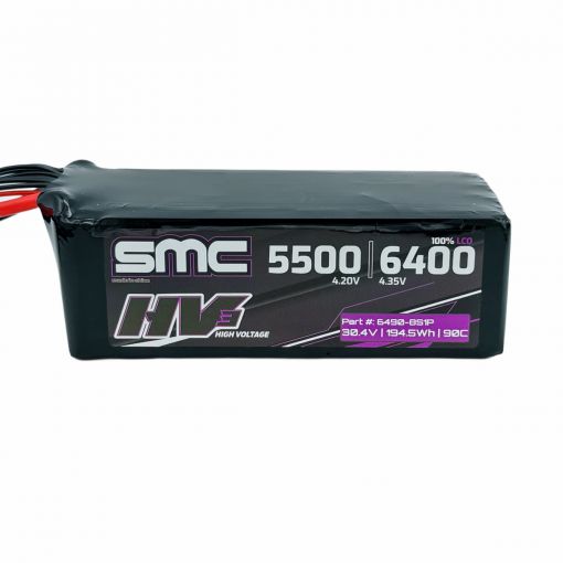 8S 6400mAh 090C Lipo HV3 Flight Pack 30.4V - 6490-8S1P-XT90AS