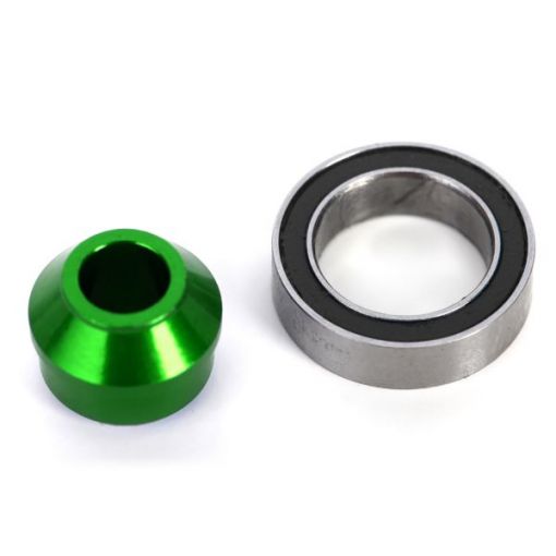 Traxxas Bearing adapter, 6061-T6 aluminum (green-anodized) (1)/ 10x15x4mm ball bearing (black rubber sealed) (1) (for slipper shaft) - TRA6893G