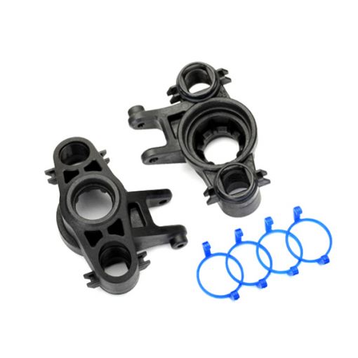 Axle carriers, left & right (1 each) (use with 8x16mm & 17x26mm ball bearings)/ dust boot retainers (4) - TRA8635