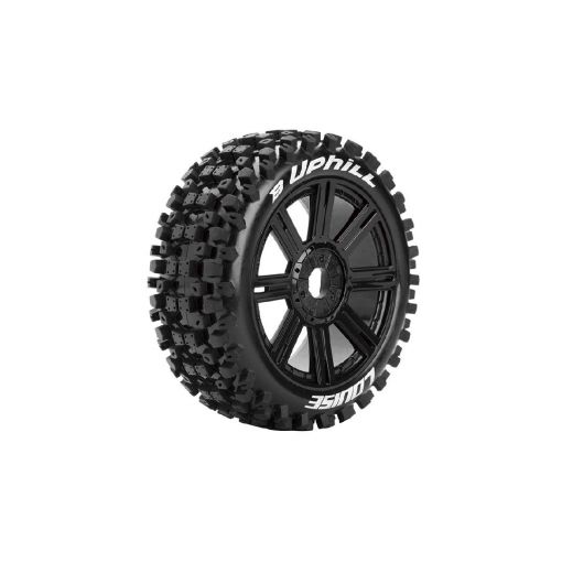 Louise R/C B-Uphill 1/8 Buggy (Soft Compound) 17mm Hex on Spoke/Black Wheels (front/rear) (2) - LOULT3271SB