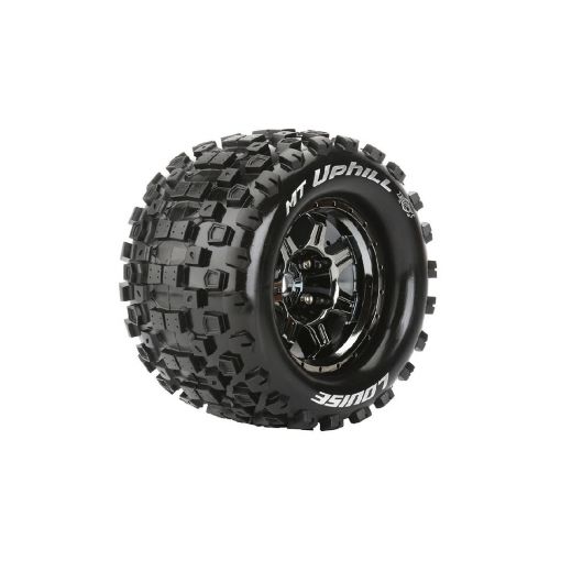 Louise R/C MT-Uphill 3.8'' 1/8 Monster Truck (Sport Compound) 1/2'' Offset, 17mm Hex on Black/Chrome Wheels 6.7'' OD (2) - LOULT3322BCH