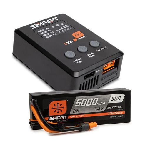 Smart Powerstage Surface Bundle: 5000mAh 2S 50C LiPo Battery (IC3) / 100W S100 Charger