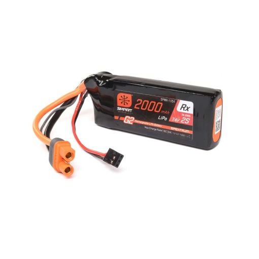 2000mAh 2S 15C 7.4v Spektrum Smart G2 Receiver LiPo IC3 - SPMX-1054