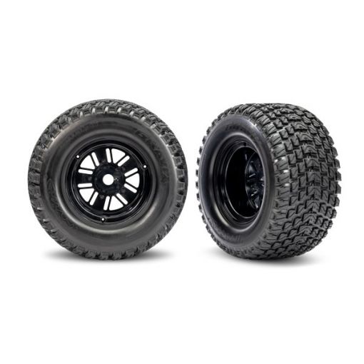 Traxxas Tires & wheels, assembled, glued (Pro Scale Sand Car Race black wheels, Gravix tires, foam inserts) (rear) (1 left, 1 right) - TRA10947