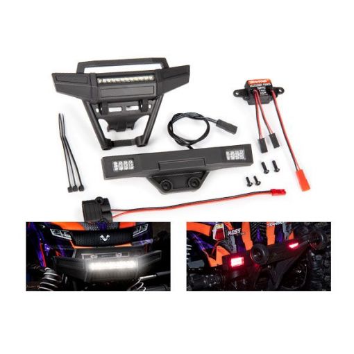 Traxxas Hoss LED light set, complete (includes front and rear bumpers with LED lights, 3-volt accessory power supply, and power tap connector (with cable) (fits 9011 body) - TRA9095