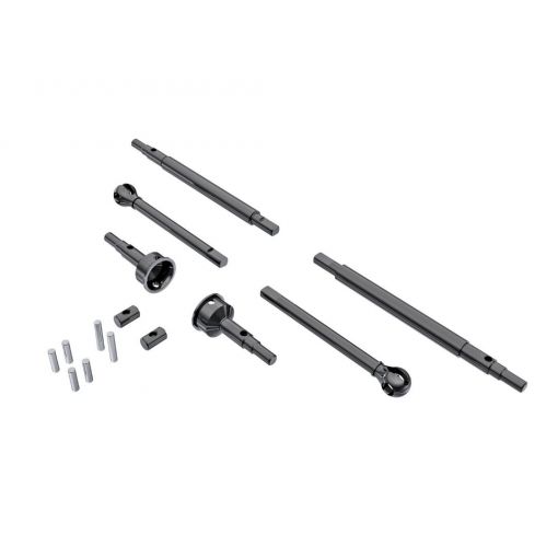Traxxas Axle shafts, front (2), rear (2)/ stub axles, front (2) (hardened steel)/ 1.5x7.8mm pins (2)/ 1.5x6mm pins (4)/ cross pins (2) - TRA9756