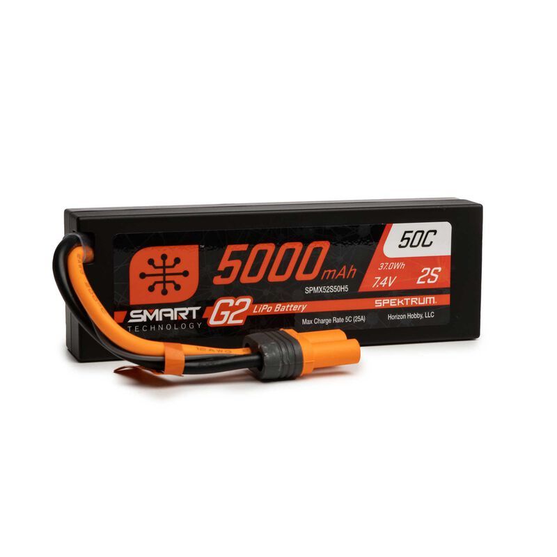 5000mAh 2S 7.4V Smart G2 LiPo 50C Hard Case; IC5 - SPMX52S50H5